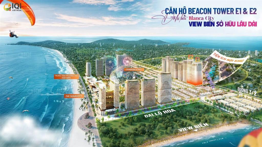 Bán căn hộ biển sở hữu lâu dài beacon tower blanca city vũng tàu  51m2, giá 3,9 tỷ, view sun world