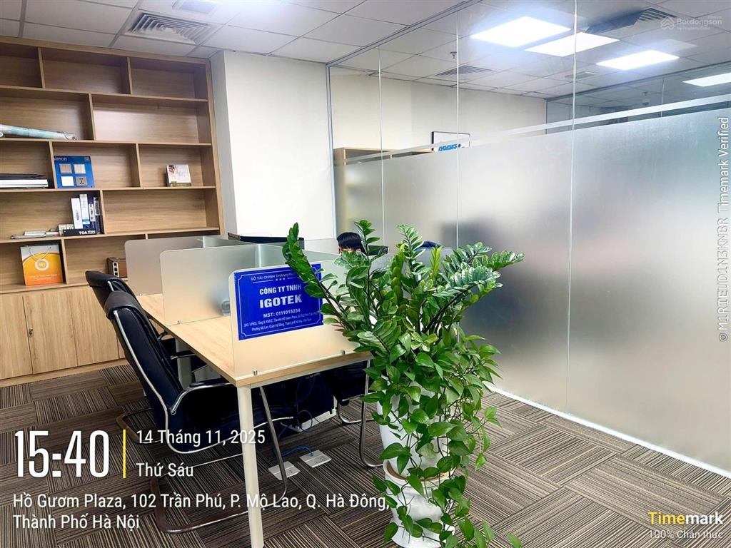 Cho thuê văn phòng trọn gói tại hồ gươm plaza, hà đông, dt 15m²