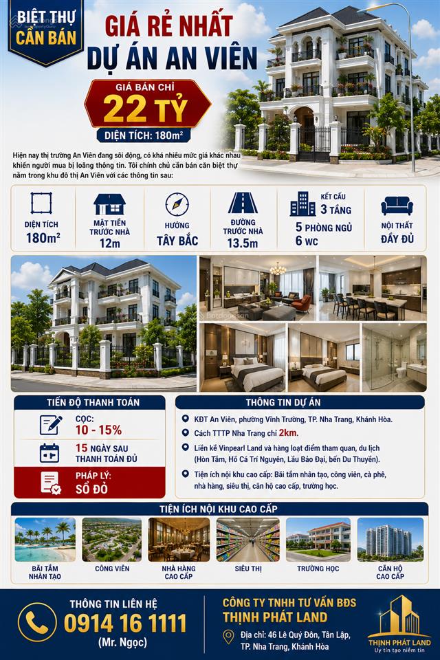 Bán biệt thự an viên diện tích 180m2 giá hấp dẫn chỉ 22 tỷ