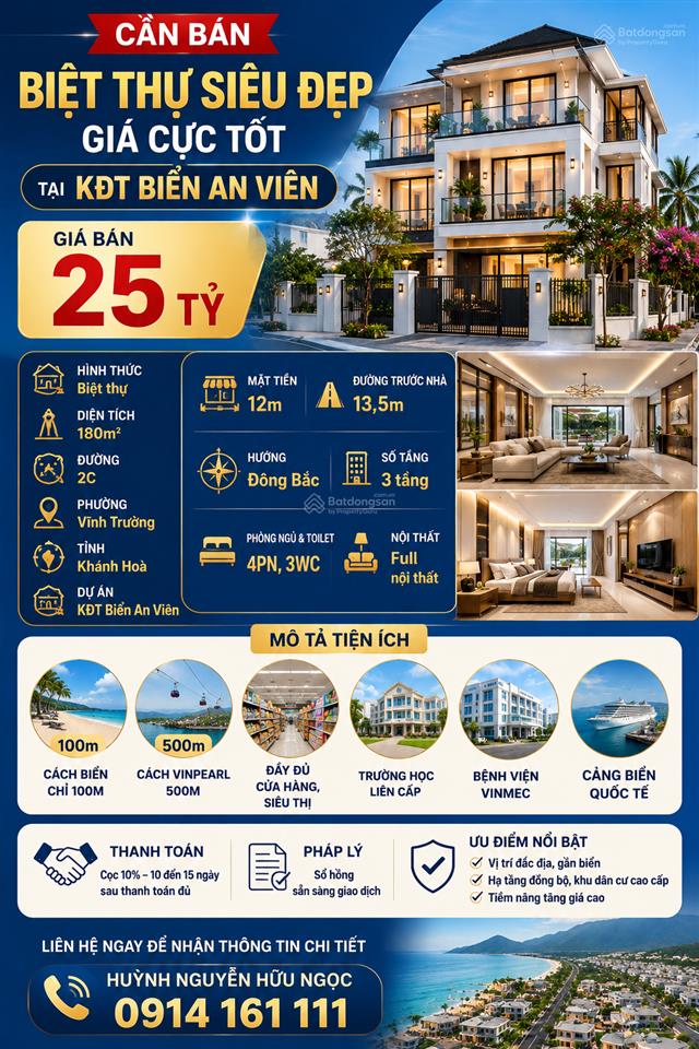 Bán gấp biệt thự 180m², giá tốt chỉ 25 tỷ