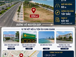 Bán đất tại đường võ nguyên giáp, 50 tỷ, 1250m2, thành phố nha trang, khánh hòa, tốt hot!