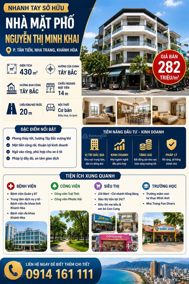 Nhà mặt phố tại nguyễn thị minh khai, 282 triệu / m2, 430 m2 phù hợp xây khách sạn !