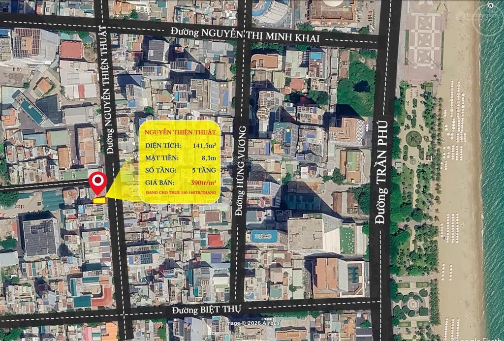Bán nhà mặt phố nguyễn thiện thuật view đẹp, 390 triệu / m2, 141.5 m2, p lộc thọ, nha trang
