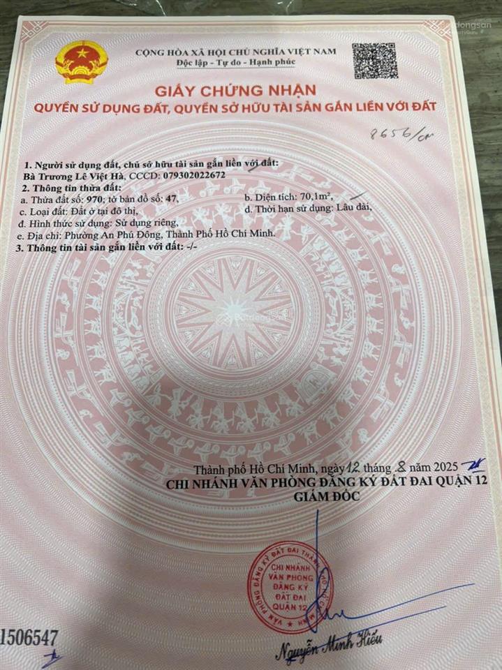 Đất thổ cư (4x17.5m) hẻm xe hơi full thổ cư