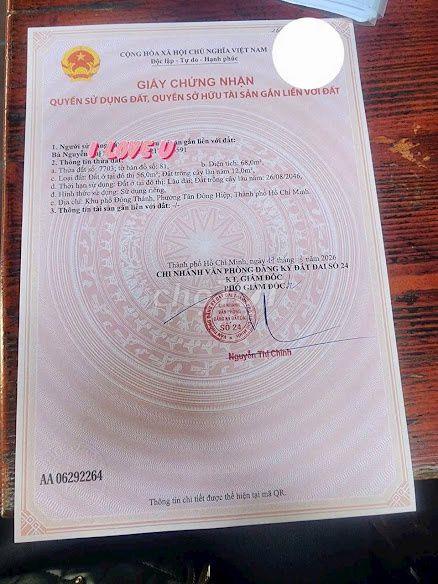 Cần bán gấp lô đất đường đông thành phường tân đông hiệp dĩ an