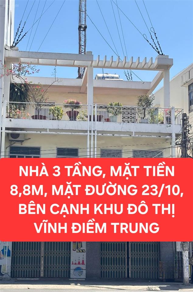 Bán đất tặng nhà 3 tầng cũ, mặt tiền 8,8m, mặt đường 23/10, tây nha trang, khánh hòa.