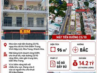 Bán đất tặng nhà 3 tầng cũ, mặt tiền 8,8m, mặt đường 23/10, tây nha trang, khánh hòa.