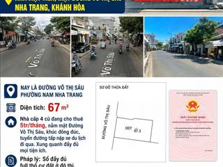 [rrrr]bán đất tặng nhà c4 đang có nguồn thu 5tr/tháng, nhà mặt tiền,mặt đường võ thị sáu, nha trang