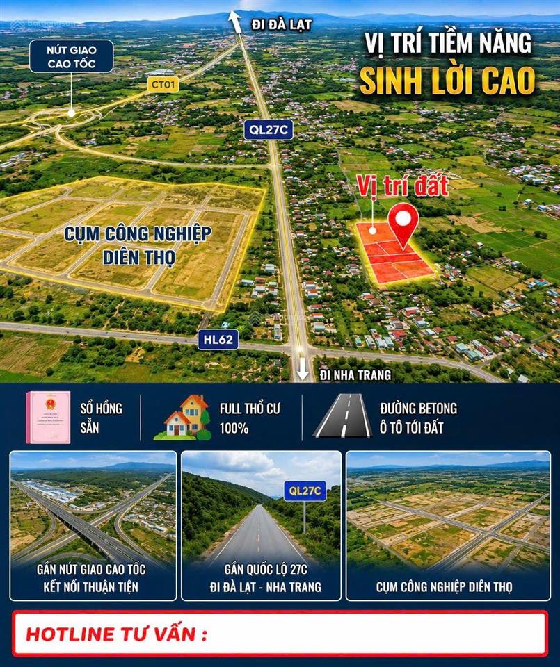 Diên thọ diên khánh  lô full thổ cư. vị trí tiềm năng, sổ hồng sẵn