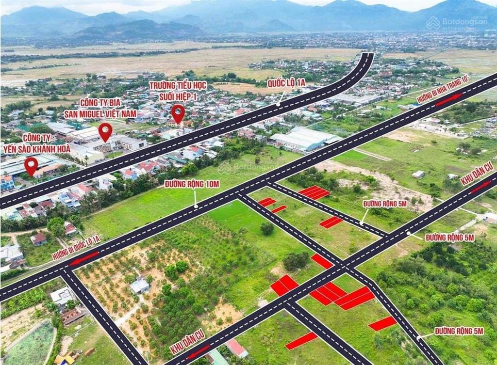 Bán đất full thổ cư, đường oto 5m thông, cư thạnh, suối hiệp, diên khánh, khánh hòa.