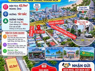 Bán đất gần biển, bãi tắm, nằm đầu hẻm đường phạm tu và đường 2/4, phường bắc nha trang, khánh hòa.