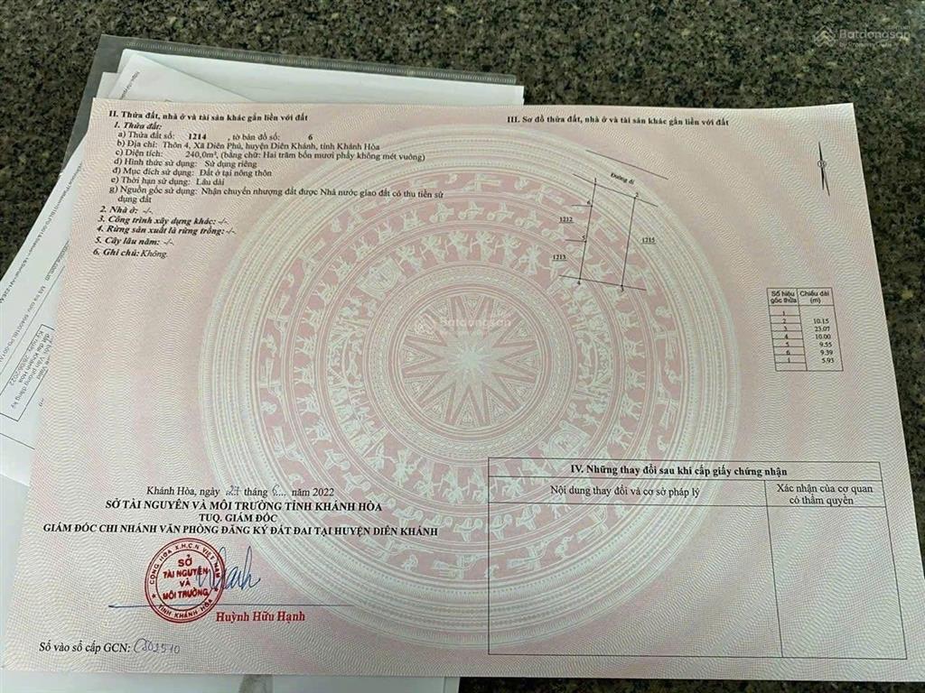 Bán đất mặt đường ô tô thông, (diên phú cũ), diên điền, khánh hòa.