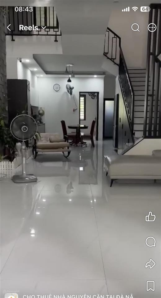 Cho thuê nhà nguyên căn tại khu đô thị nam hoà xuân, đường hói kiểng
