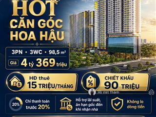 Hot căn góc hoa hậu 3pn 3wc bcons new sky  98,5m2  giá 4 tỷ 369 triệu |  0901 434 ***