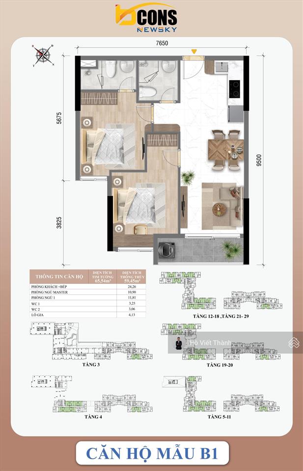 Giỏ hàng căn hộ bcons newsky giá tốt, cam kết thuê 15 triệu/tháng, ck 90 triệu, tặng 2,5 chỉ vàng