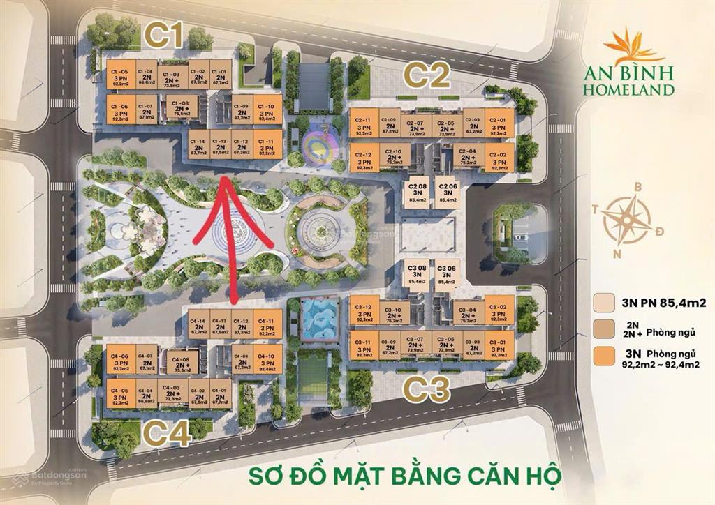 An bình homeland cần bán nhanh căn 2pn 2wc, ban công đông nam view nội khu siêu đẹp