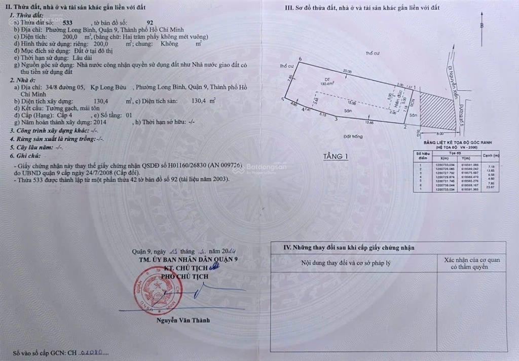 Bán nhà cấp 4, mt đường số 5, đối diện hoa viên 979, công nhận 250m2, ngay vinhomes, vành đai 3