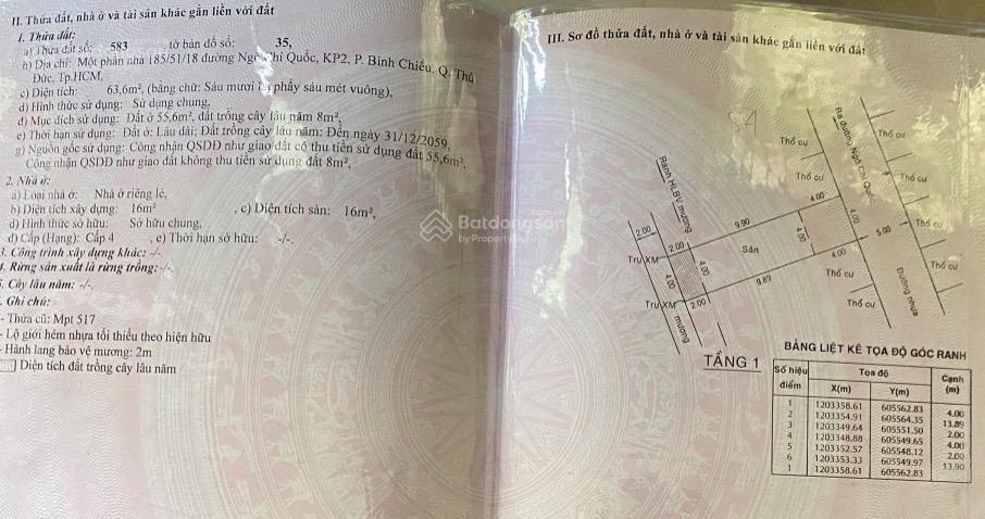 Đất 64m  3,450 tỷ bình chiểu, thủ đức chợ đầu mối