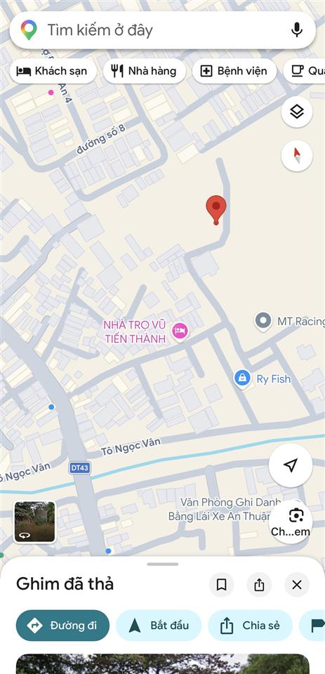 Bán lô đất 100m2  800tr, sổ chung, tỉnh lộ 43 bình chiểu, thủ đức. (đất quy hoạch khu dân cư)