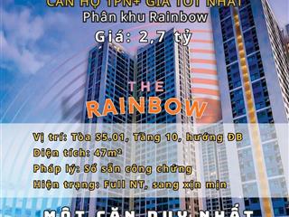 Bán căn hộ 1pn+ full nội thất 2,75 tỷ tại phân khu rainbow, vinhome grand park, q9 (cũ), hcm
