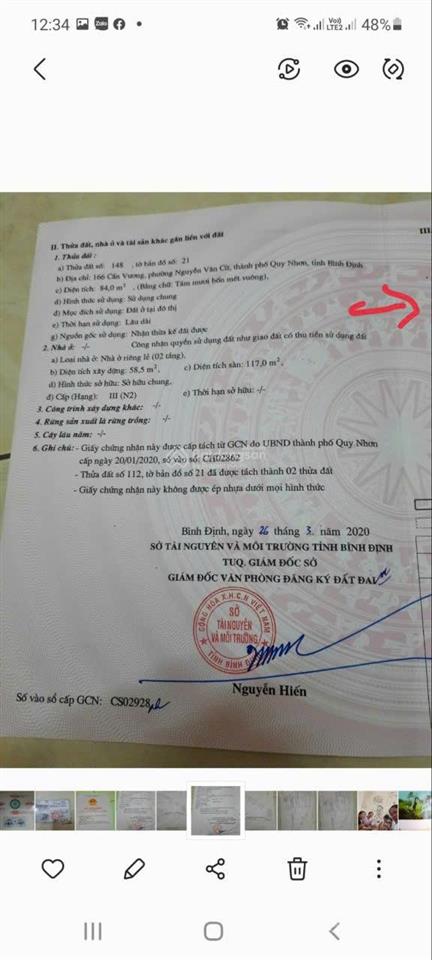 Cần bán trệt, lầu, dt 84m2 mặt tiền 116 đường cần vương, thành phố quy nhơn