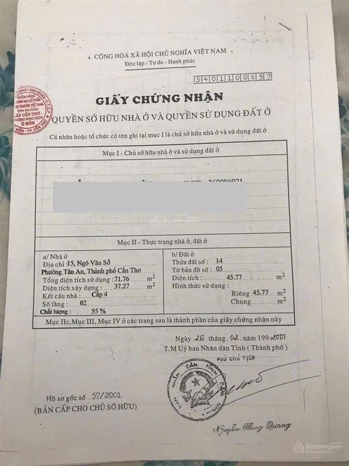 Bán nhà 9,5 tỷ mặt tiền đường ngô văn sở, p. tân an, ninh kiều, tpct (ngay siêu thị coopmart)