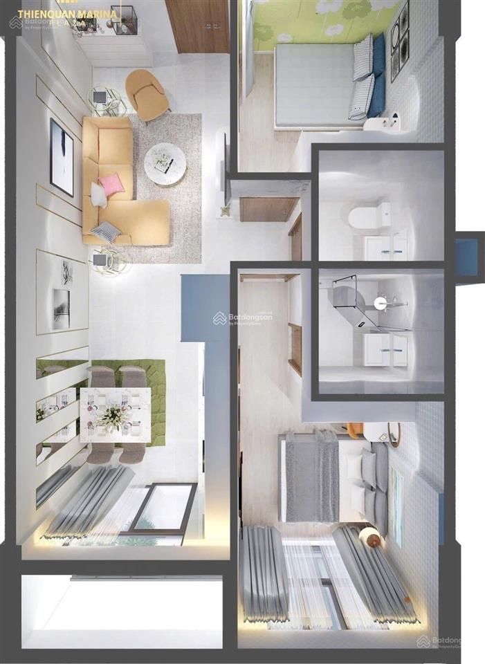 Căn hộ thiên quân marina plaza cần thơ, 2pn, 1wc, gần bv phương châu trung tâm tp cần thơ