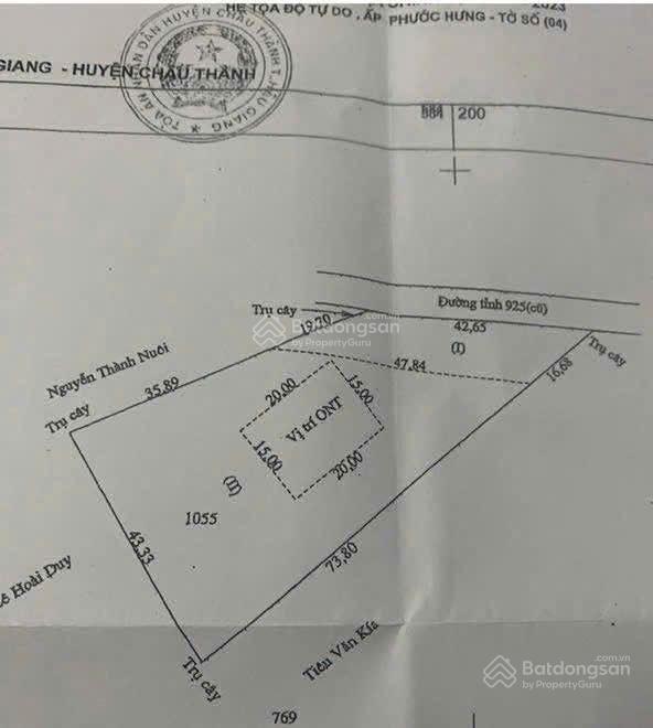 Bán nền 2500 m2, 8,75 tỷ mặt tiền 43 m tỉnh lộ 925, cách chợ cái chanh 2km, tp cần thơ