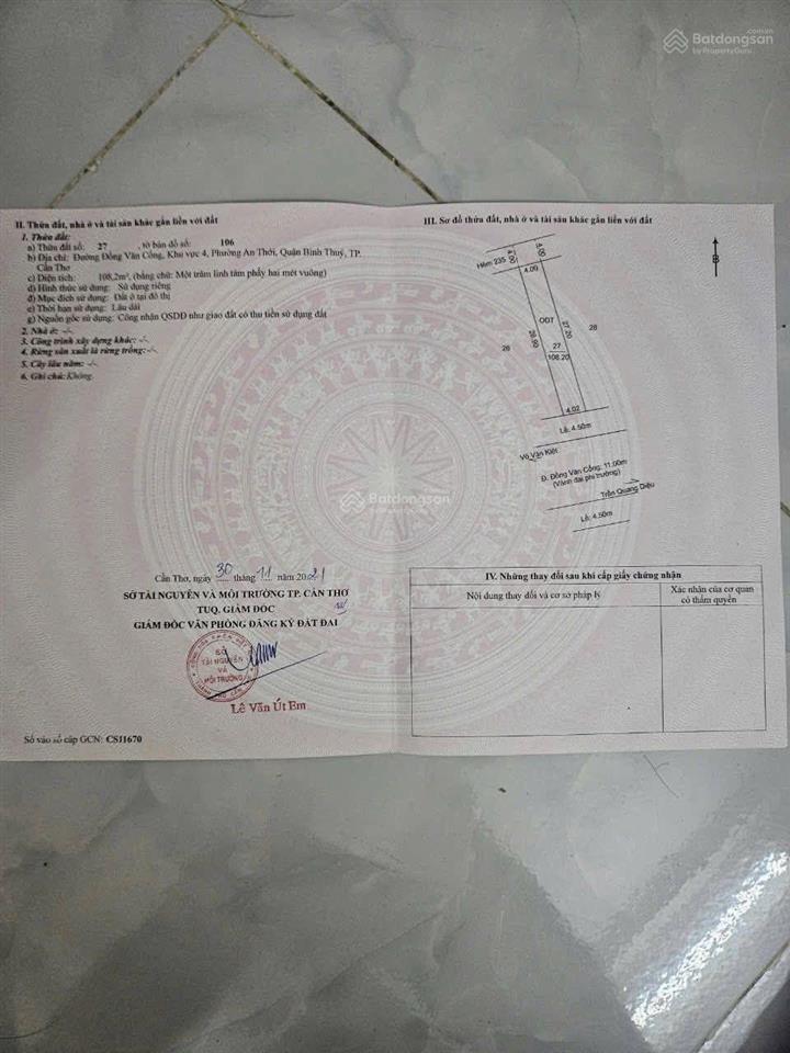 Bán nhà 7,2 tỷ trệt lầu 2 mặt tiền đường đồng văn cống, tp cần thơ