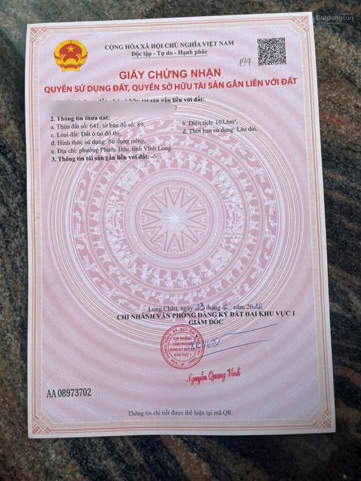 Bán nền full thổ cư đường 909b, xã phước hậu, vĩnh long