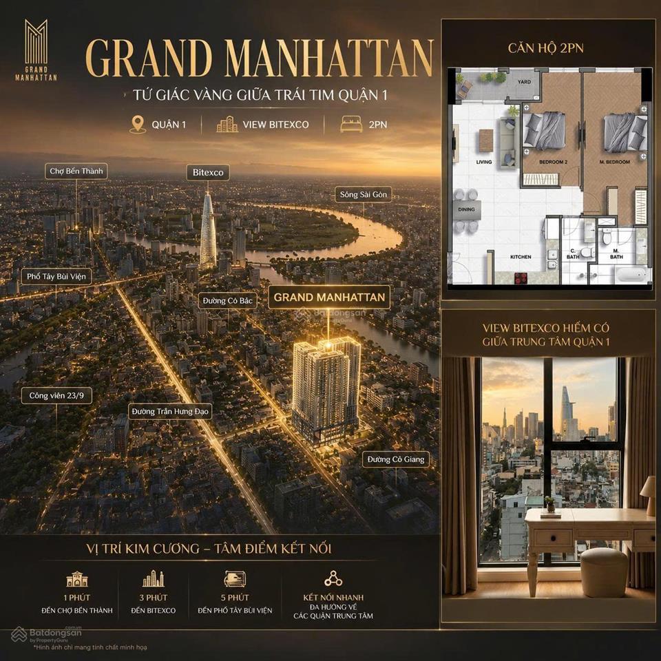 Mở bán hàng chủ đầu tư căn hộ the grand manhattan quận 1, view cực đẹp, chiết khấu đến 18%