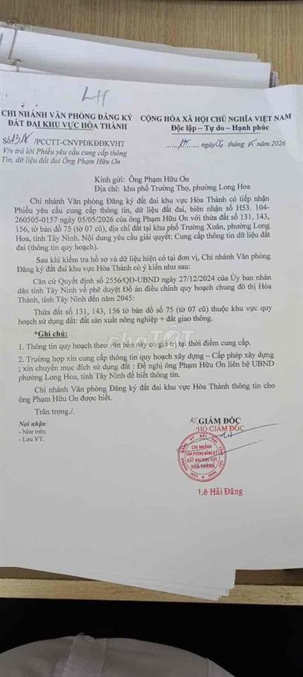 Bán đất mặt tiền gần KCN chà là , gần quốc lộ 22B