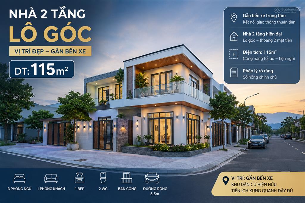 Nhà 2 tầng lô góc diện tích 115m vị trí đẹp gần bến xe