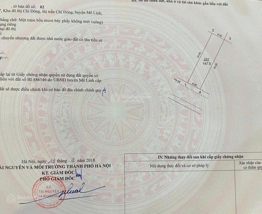 Bán đất khu đô thị chi đông 147m2, sổ đỏ chính chủ, giai đoạn 2 chuẩn bị khởi công