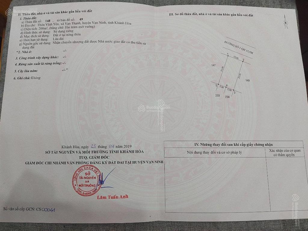 Bán lô đất thổ cư tại đường số 1 khu tái định cư vĩnh yên, vạn thạnh vị trí đẹp, pháp lý rõ ràng