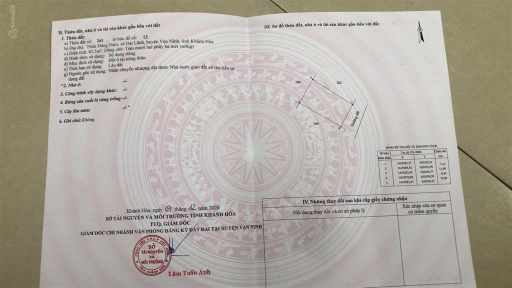 Chính chủ cần tiền gấp bán rẻ trên thị trường lô đất 15m mặt biển đại lãnh ở vạn ninh, khánh hòa