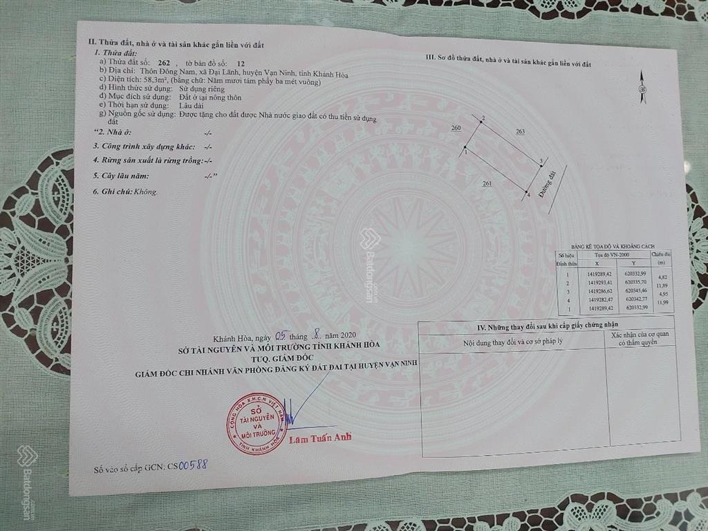 Chính chủ cần tiền gấp bán rẻ trên thị trường lô đất 15m mặt biển đại lãnh ở vạn ninh, khánh hòa