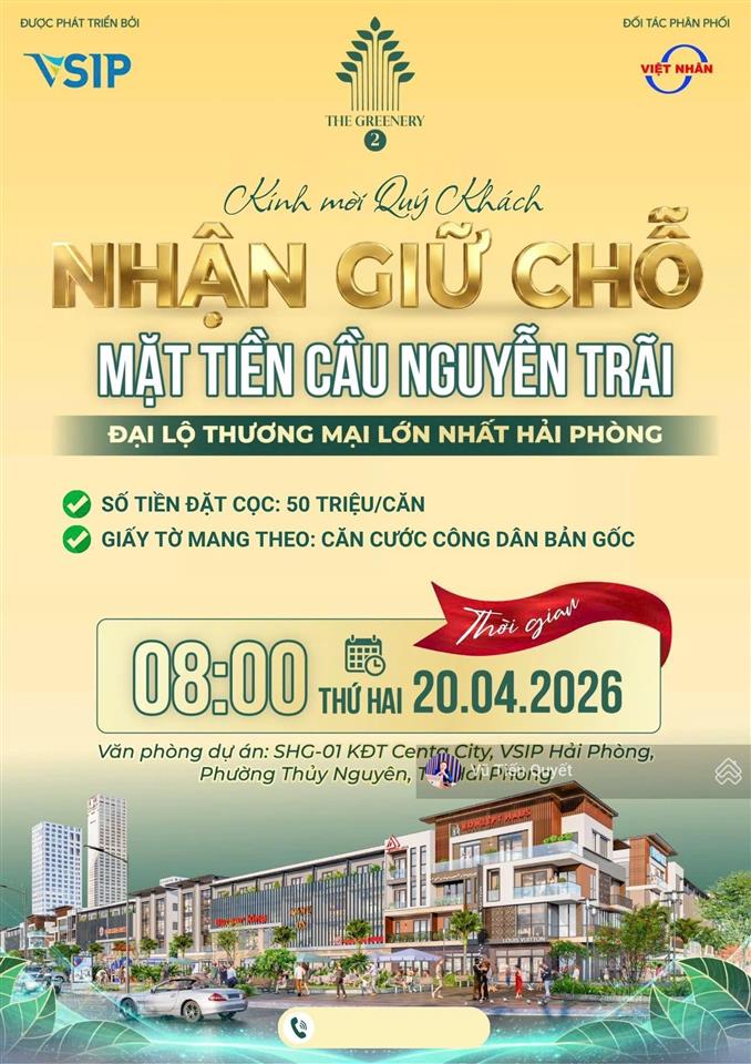 Mở bán the greenery 2. liền kề 3,5t |đại lộ 80m. giá 5,2 tỷ.  sale chủ đầu tư 0819 866 ***