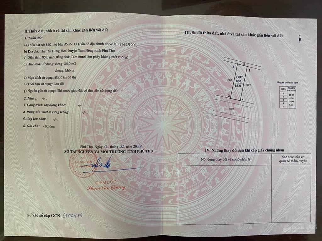 Cần bán lô đất 85m2 ngay sát chợ hưng hóa  đã có sổ  100%thổ cư   0974 555 ***