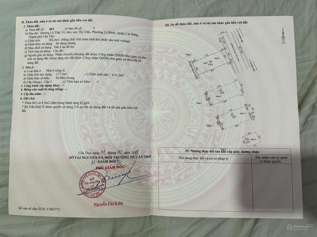 Bán nhà 1 trệt 3 lầu đường lê thái tổ, lê bình, cái răng, cần thơ  24 tỷ