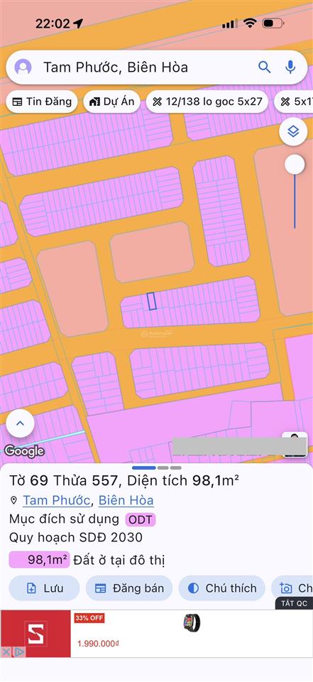 Bán đất khu dân cư tín nghĩa phường tam phước 6,25x15,74 mặt tiền