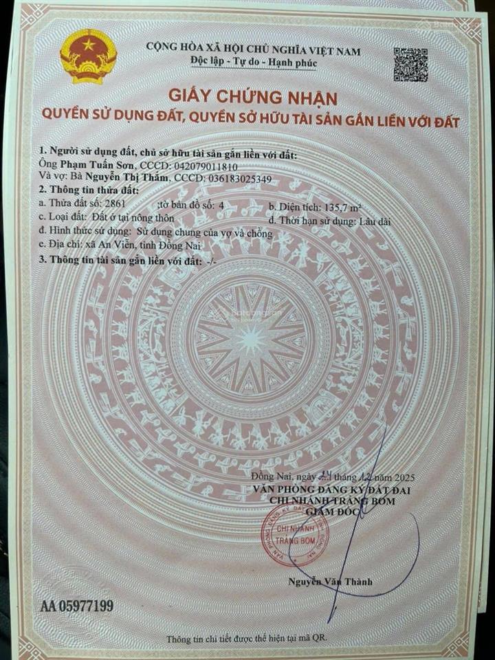 Bán đất ấp 5 an viễn 5x27m, sổ riêng thổ cư gần kcn giang điền phù hợp đầu tư & xây trọ