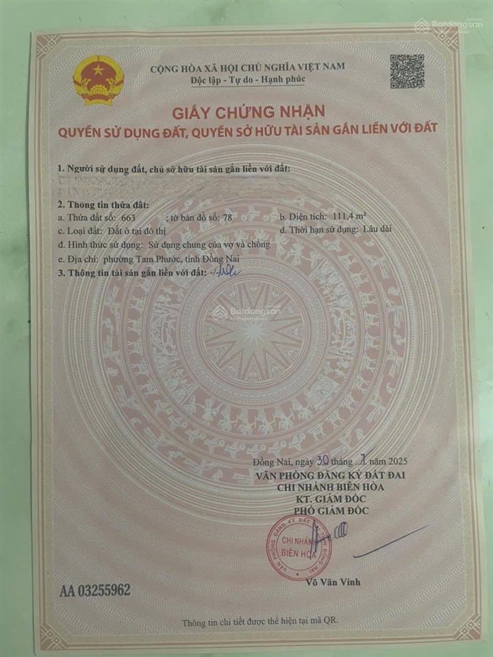 Bán đất khu 92 tam phước gần lục quân chợ an bình 5x22 sổ riêng thổ cư