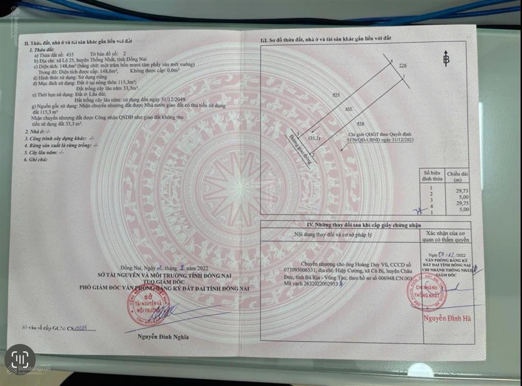 Bán đất 20, 720 triệu, 146m2, mặt tiền 5m tại lộ 25, thống nhất, đồng nai