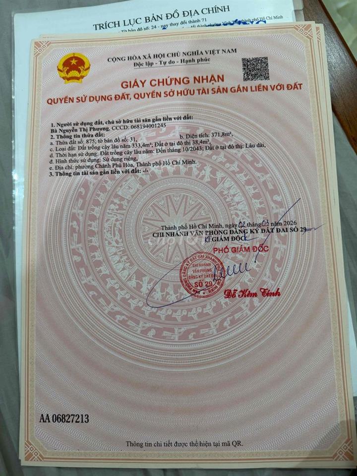 đất nền chánh phú hoà