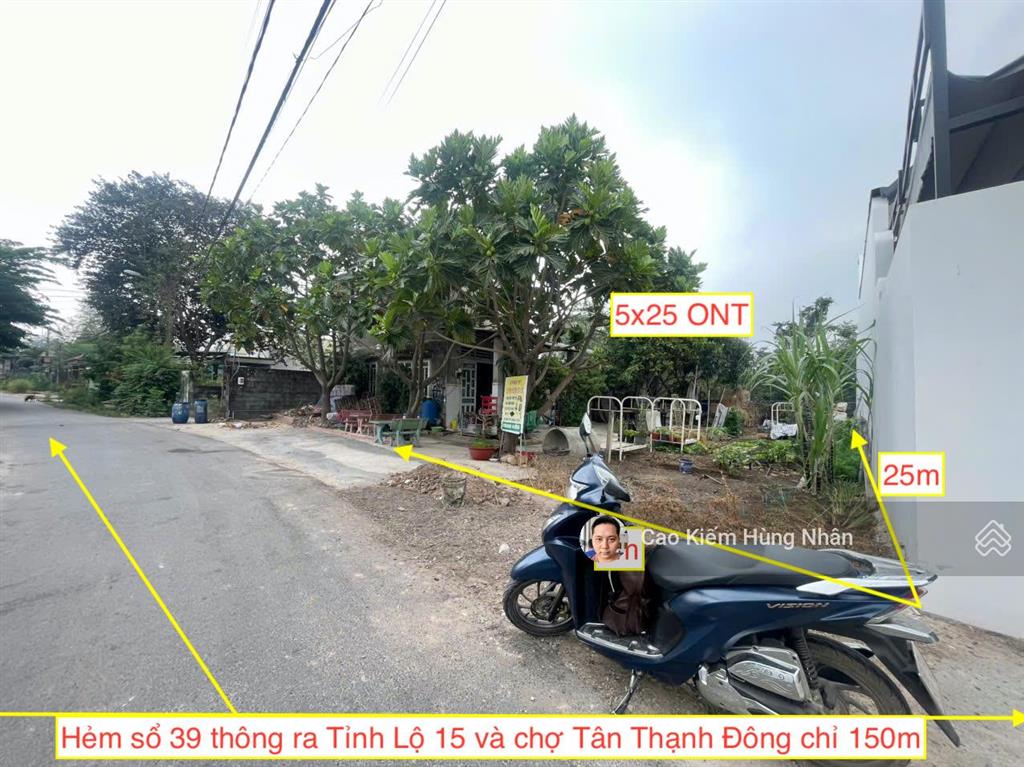 Bán đất đẹp tại đường số 39, tân thạnh đông, củ chi 5x25m ont. giá bán 2 tỷ 600 triệu có bớt