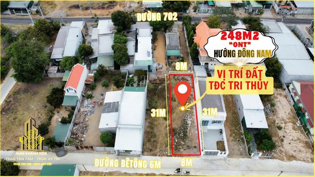 248m2 thổ cư  cách biển ninh chữ 2km  giá chỉ 6,8 triệu/m2  đường bêtong