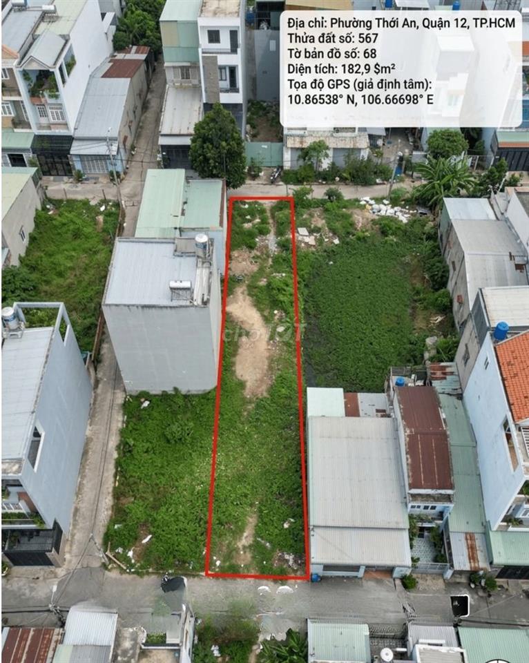 Chính chủ cần bán gấp đất thổ cư 182,9m² Quận 12