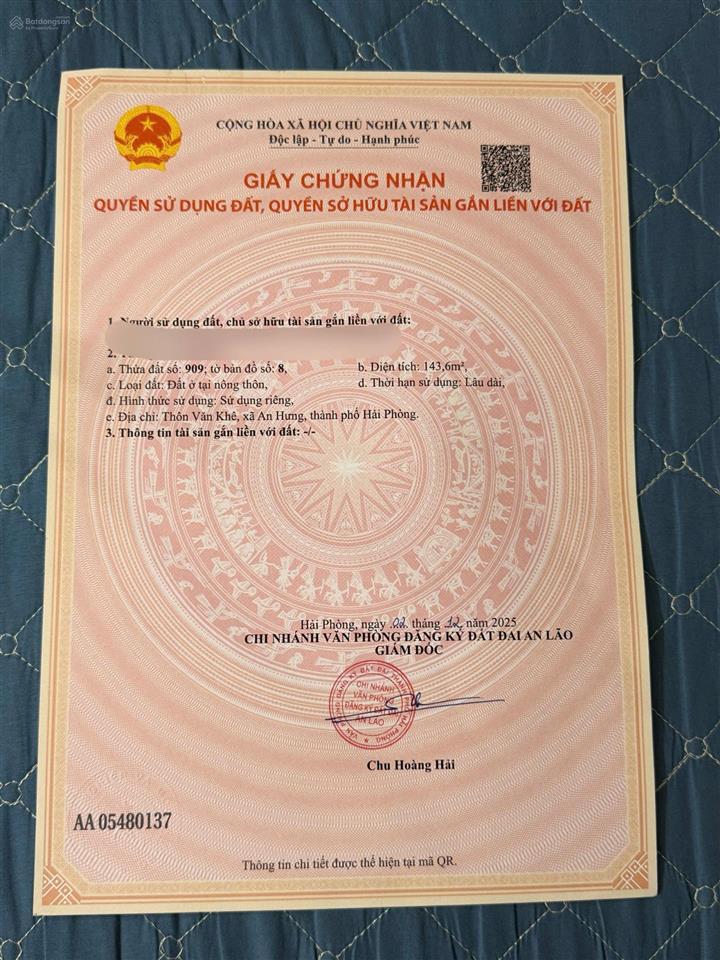 Bán đất 143,6m2 tại an thọ, 2,45 tỷ, hướng tây bắc, pháp lý đầy đủ