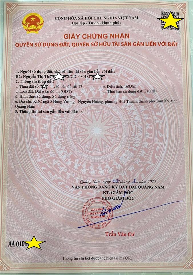 Chính chủ bán đất có nhà c4 168m2 sát bên bv sgtk đường trương chí cươngtam kỳquảng nam(3,399 tỷ)
